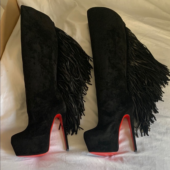Christian Louboutin Black Fringe Boots - Picture 2 of 16